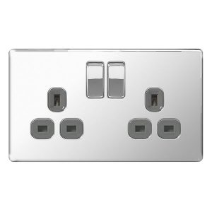 Decorative Metal Switch 13A DP Double Switched Socket – BG