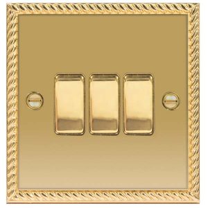 Decorative Metal Switch 3 Gang, 2 Way Switch With 10AX Plate – BG